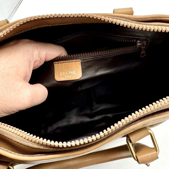 Celine Vintage Macadam Boston Bag Coated Canvas Leather Very Good Condition - Picture 15 of 16